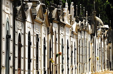 Tombs on the cemetery Cemiterio dos Prazeres, Lisbon, Portugal, Europe