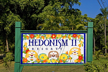 Jamaica Negril beach Hedonism II Resort Sign