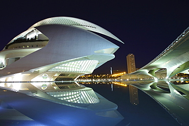 Palau de les Arts Reina SofÃŒa, Architect Santiago Calatrava, Av Autopista del Saler, Pont de Pont de Montolivet, Valencia, Spain