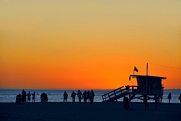 Beach in the sun set light, Santa Monica, California, USA