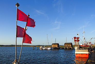 Boats in the harbour, Gager, Ruegen island, Baltic Sea, Mecklenburg-West Pomerania, Germany