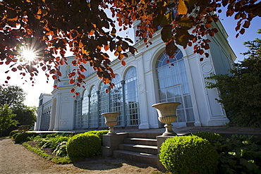 Orangery in the palace garden, Putbus, Ruegen island, Baltic Sea, Mecklenburg-West Pomerania, Germany