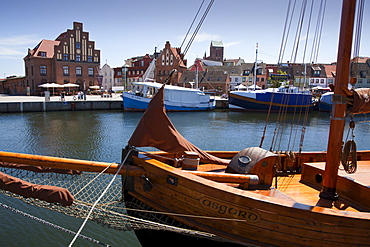 Ships at the harbour, Wismar, Baltic Sea, Mecklenburg Western-Pomerania, Germany