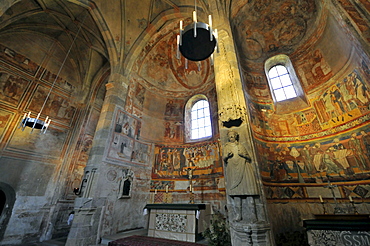 Interior view of the abbey of Muestair, valley Muenstertal, Grisons, Switzerland, Europe