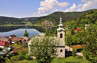 Village at a lake at the National Park Slovak Paradise, Slovakia, Europe