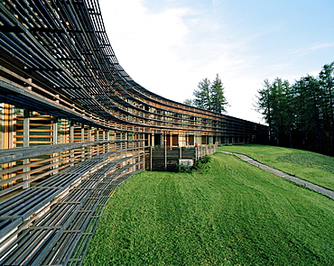 Exterior view of a hotel, Vigilius Mountain Resort, Vigiljoch, Lana, Trentino-Alto Adige/Suedtirol, Italy