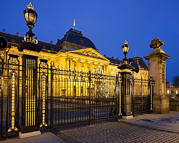 Royal Palace at night, Brussels, Belgium, Europe