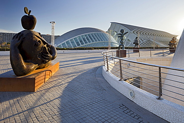 Modern sculpture in the sunlight, Ciudad de las Artes y de las Ciencias, Valencia, Spain, Europe