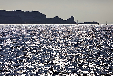 Chalk cliffs, east coast, Bonifacio, Corsica, France