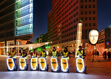 Group of Segway Drivers, Piano House, Old Potsdam Street, Kollhoff Tower, Potsdam Place, Festival of Lights, Berlin, Germany