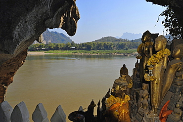 Buddha statues, Pak Ou caves, Mekong river, north of Luang Prabang, Laos