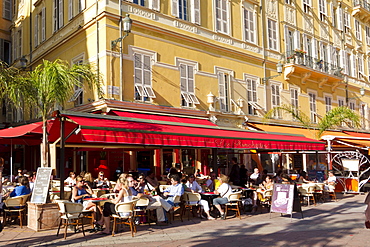 Street Cafe, Les Ponchettes, Flower Market, Cours de Saleya, Cote d Azur, Nice, Provence, France