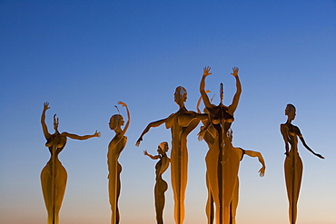 Human Figure Sculptures at Roundabout on Motorway from Palma to Manacor, Near Montuiri, Mallorca, Balearic Islands, Spain