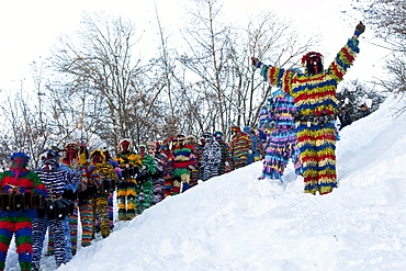 People in disguise and with masks in winter, Stilfs, Vinschgau, Alto Adige, South Tyrol, Italy, Europe