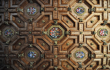 Panelled ceiling inside of Trostburg castle, Waidbruck, Valle Isarco, South Tyrol, Alto Adige, Italy, Europe