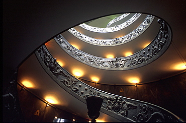 Illuminated staircase at the vatican museum, Rome, Italy, Europe