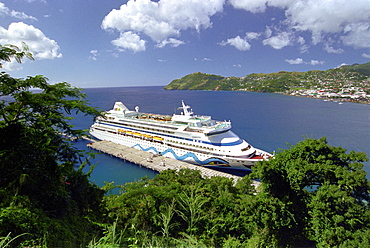 Cruise ship Aida in a bay, Kingstown, St. Vincent, Caribbean, America