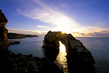 Coastal landscape at sunset, Cala Santanyi, Majorca, Spain