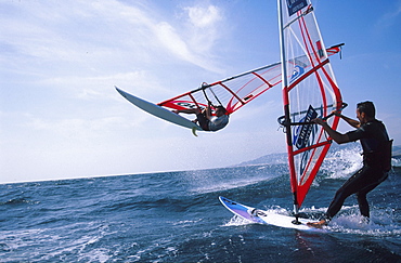 Windsurfer, Pata Negra Surfcenter, Playa Los Lances, Tarifa, Costa del Luz, Andalusia, Spain