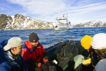 Zodiac and Expedition ship, Spitsbergen, Norway