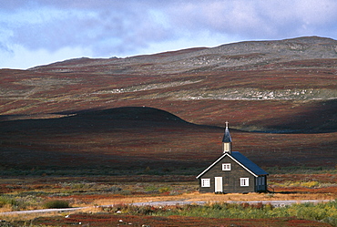 Solitary wooden church, Samen church, Duoddar Sion, Alta, Finnmark, Norway