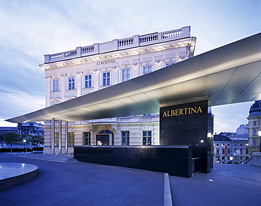 View at the museum Albertina at dusk, Vienna, Austria