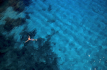 Man swimming in the sea, Mediterranean, Mallorca, Balearic Islands, Spain