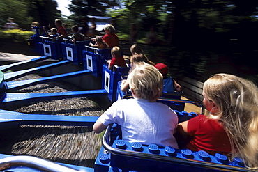 Children on Lego Carousel, Legoland, Billund, Central Jutland, Denmark