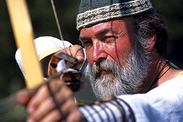 Archery Demonstration, Ribe Vikingecenter, Ribe, Viking centre, Southern Jutland, Denmark