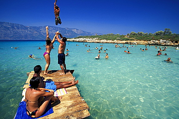 People in the Cleopatra Beach, Marmaris, Turkey