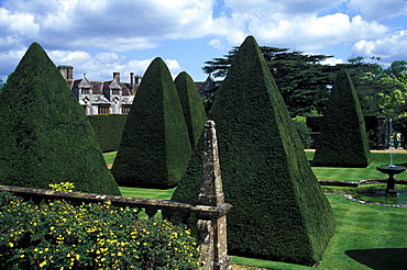 Formal garden in front of Athelhampton House, Dorset, England, Great Britain, Europe