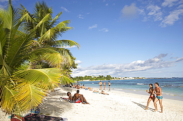 People on the beach, Plage de Raisins Claires, Saint Francois, Basse-Terre, Guadeloupe, Caribbean Sea, America