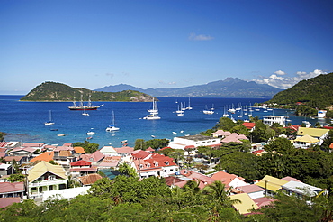 Aerial view of Terre-de-Haute, Les Saintes Islands, Guadeloupe, Caribbean Sea, America