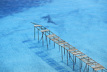 Broken wooden jetty near Porticello, Lipari Island, Aeolian Islands, Italy