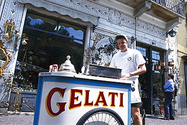 Man selling ice-cream, Lago Maggiore, Piedmont, Italy