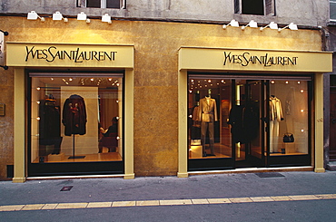 Illuminated fashion shop, Aix-en-Provence, Bouches-du-Rhone, Provence, France, Europe