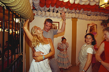 People dancing at Feria del Caballo, Jerez de la Frontera, Cadiz, Andalusia, Spain, Europe