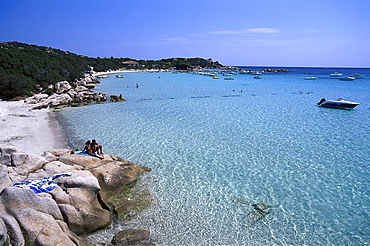 Beach, Golfe de Sta Giulia, east coast near Porto-Vecchio, Corsica, France