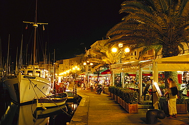 Restaurants in the harbour, Bonifacio, Corsica, France