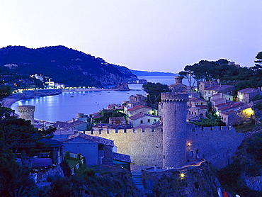 Vila Vela, old town at the evening light, Tossa de Mar, Costa Brava, Provinz Girona, Catalonia, Spain