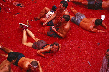 People at the tomato festival, Tomatina, Tomato Festival, Bunol, Valencia, Spain