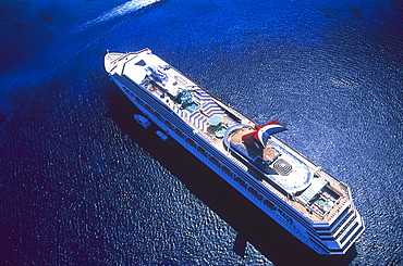 Cruiser in the harbour, George Town, Grand Cayman, Cayman Islands, Caribbean