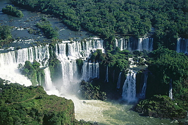 Aerial view of Iguassu falls, borderland of Brazil and Argentina, South America