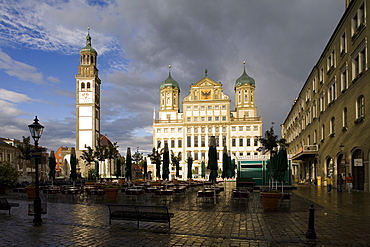 Town Hall and Perlach Tower. market square, Augsburg, Bavaria, Germany, Europe