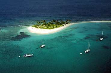 Aerial view of a little island with sandy beach, Grenada, Karibik