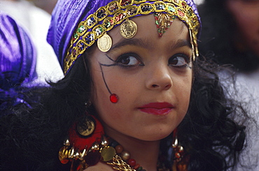 decorated child, Carnival, Santa Cruz de Tenerife, Tenerife, Canary Islands, Spain