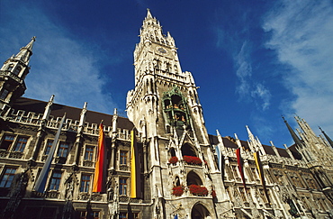 Low angle view at the New Town Hall, Munich, Bavaria, Germany, Europe