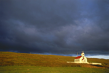 Church and cemetary, Stadur, North West Island, Island