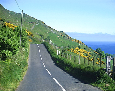 Country road at the coast, Torr Head, Antrim, Northern Ireland, Great Britain, Europe