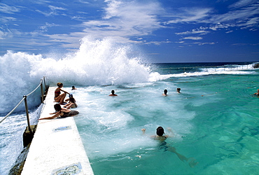 People swimming in the ocean, Bondi Beach, New South Wales, Australia